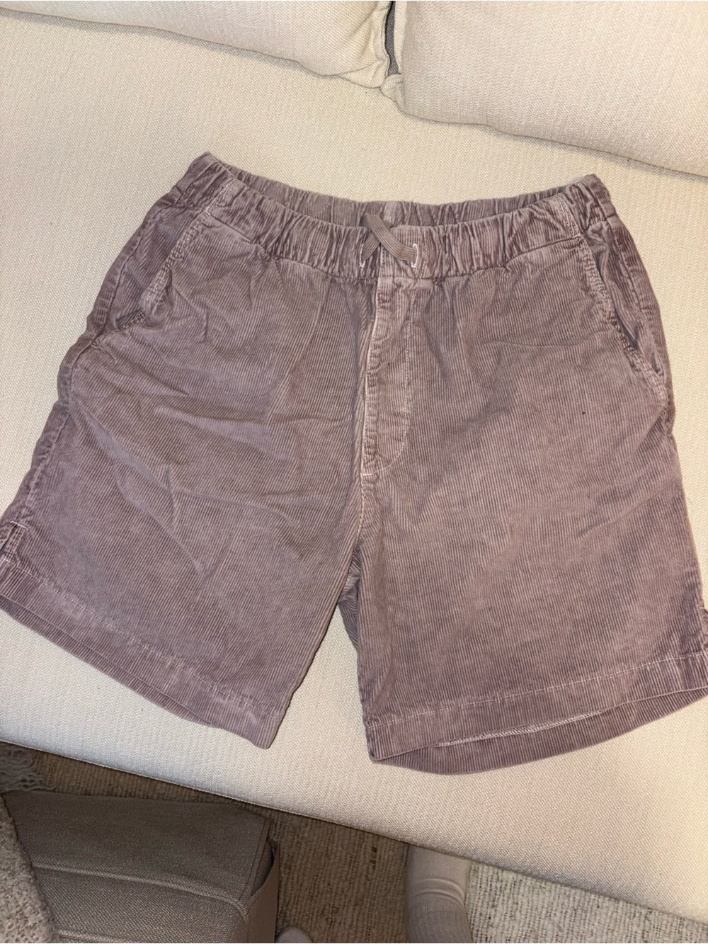 Men's Corduroy Drawstring Shorts in Mauve